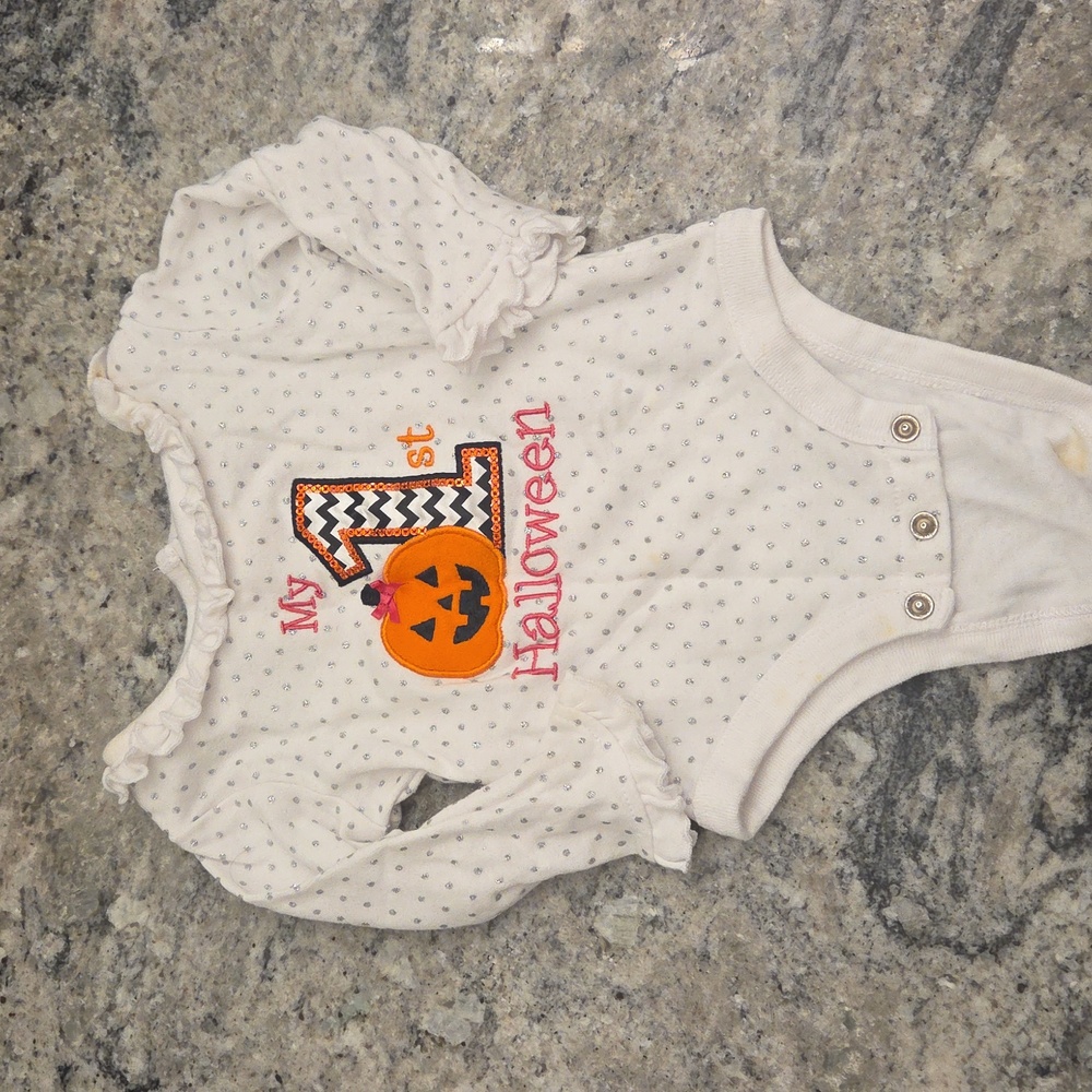 Koala Kids White Glitter Baby Bodysuit Sz 0-3 Month